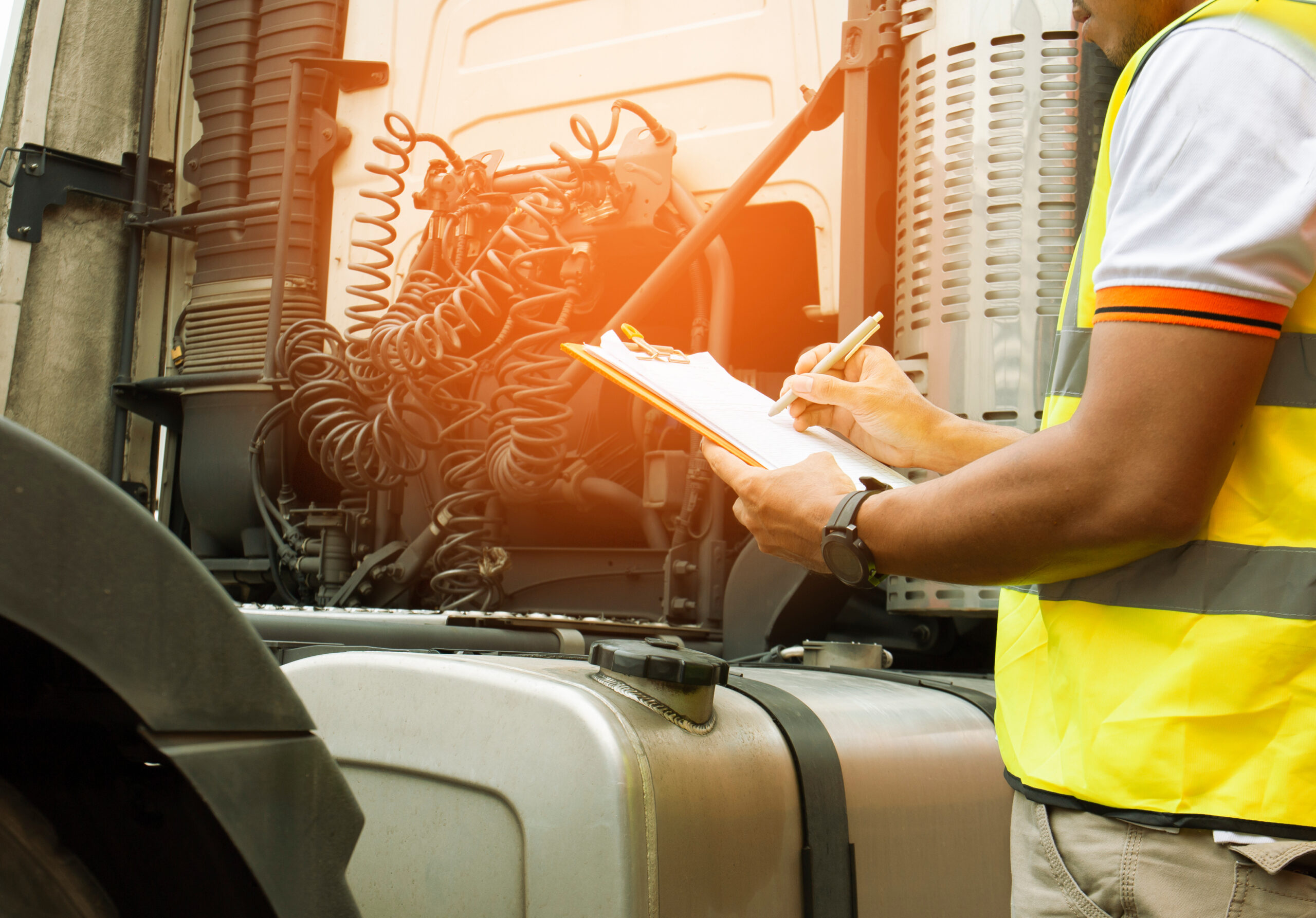 The inspector checks the truck and its quality